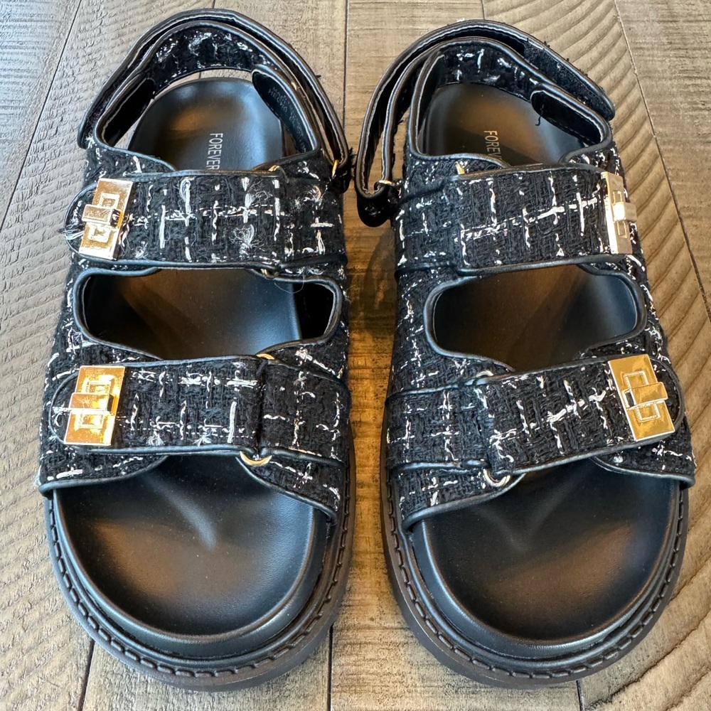 Forever 21 Black Sporty Sandals with Velcro Straps Women’s Size 7 (NWOT) - Picture 3 of 15